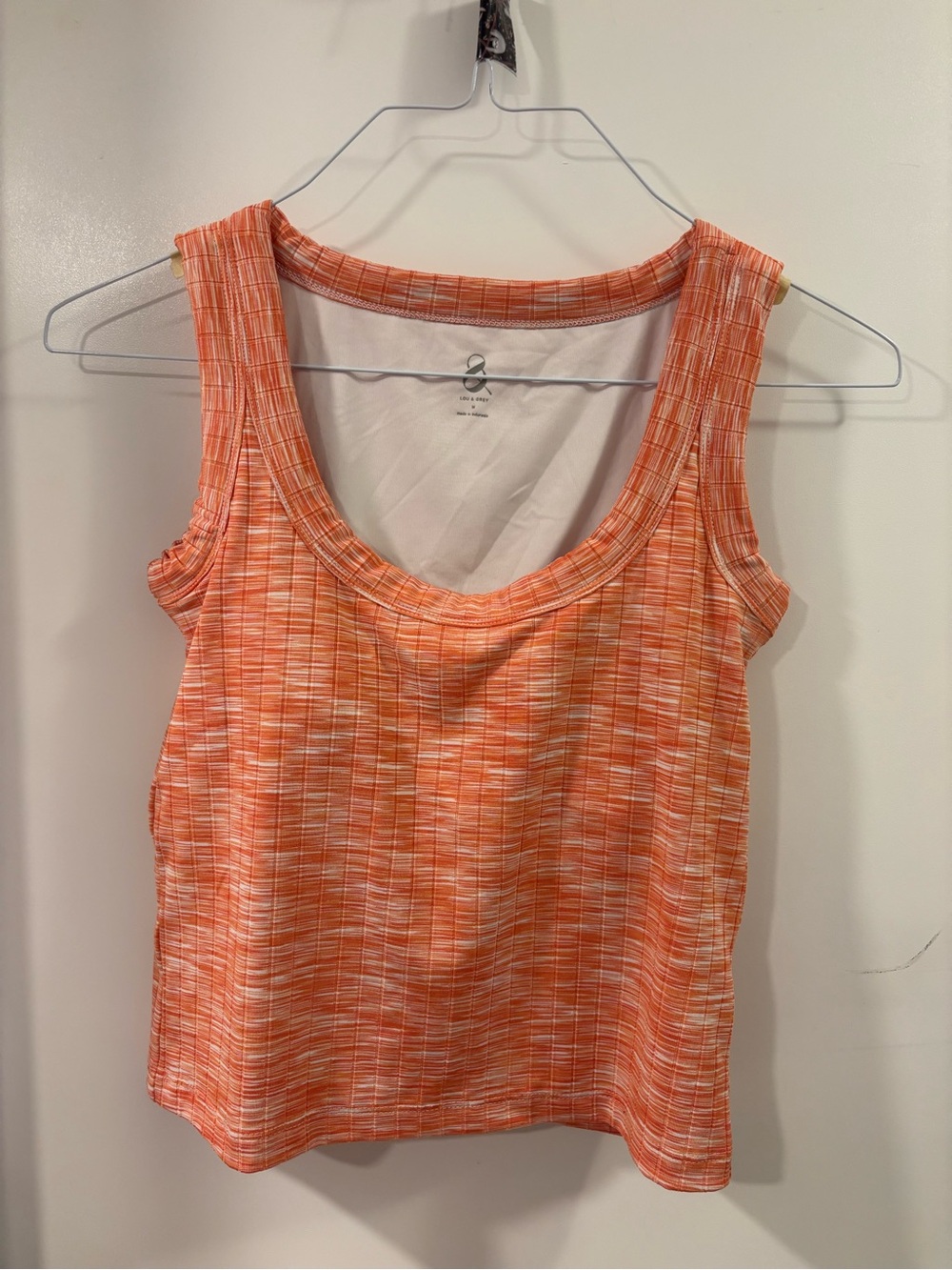 Lou & Grey Orange Space-Dye Scoop Neck Tank